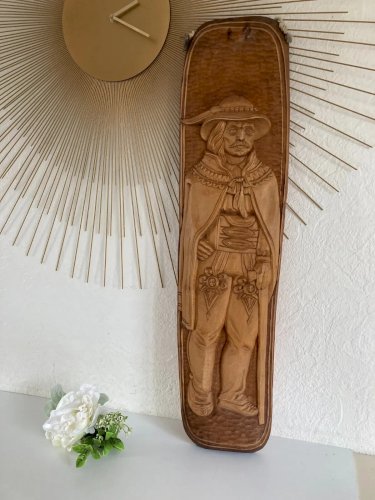 2 ⚜️  Grand Panneau en Bois Sculpté Mural Hauteur 70 Cm Vintage