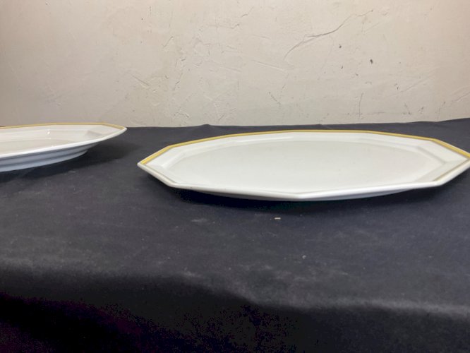 2 grand plats porcelaine de limoges COQUET modèle lotus filets cloisonnés