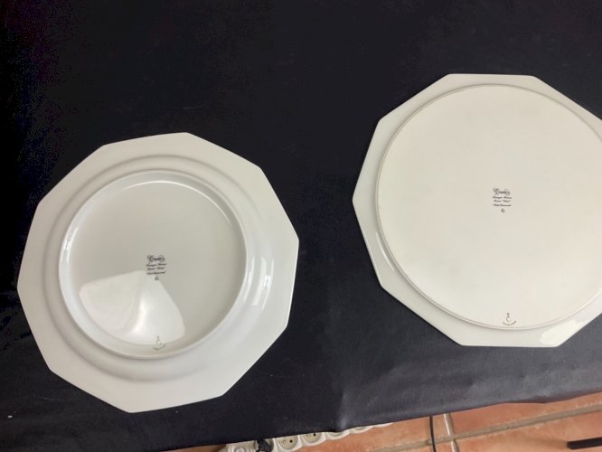 2 grand plats porcelaine de limoges COQUET modèle lotus filets cloisonnés