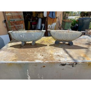 2 Jardinières Art déco Fonte émaillée