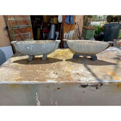 2 Jardinières Art déco Fonte émaillée