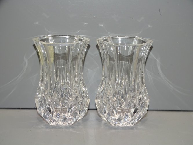 -2 JOLIS PETITS VASES A VIOLETTES CRISTAL D'ARQUES COLLECTION DECO VITRINE   D