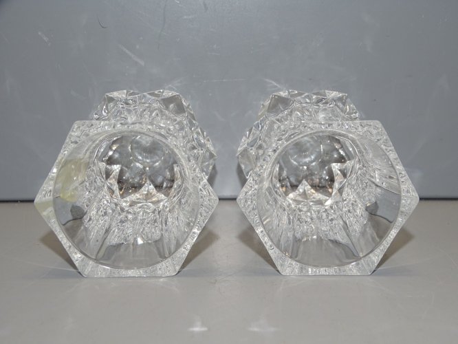 -2 JOLIS PETITS VASES A VIOLETTES CRISTAL D'ARQUES COLLECTION DECO VITRINE   D