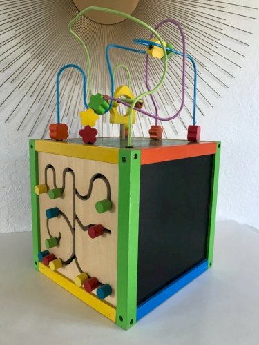 2 ⚜ Jouet Cubes d'activités en Bois Jeu d'éveil & d'activité Cube de Motricité