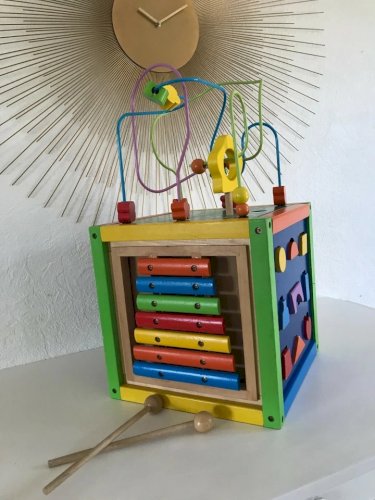 2 ⚜ Jouet Cubes d'activités en Bois Jeu d'éveil & d'activité Cube de Motricité