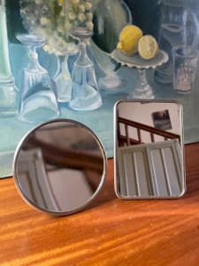2 vintage barber mirrors