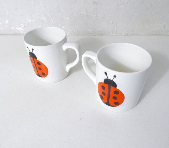 2 mugs vintage décor coccinelle