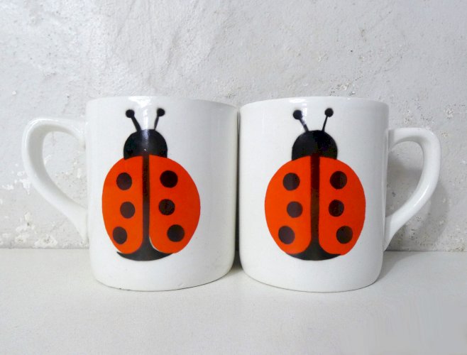 2 mugs vintage décor coccinelle