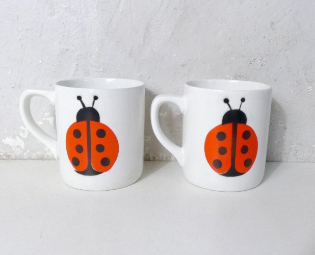 2 mugs vintage décor coccinelle
