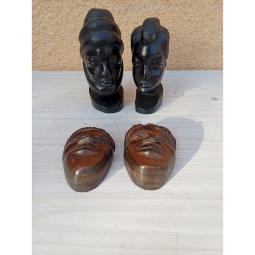 2 Paires de Statues ébéne Africaine