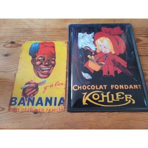 2 Plaques Tole Pub Chocolat Kohler et Banania