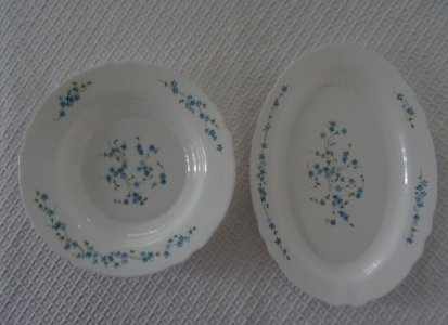  2 plats  creux et ovale 611023 veronica  fleurs bleues ARCOPAL