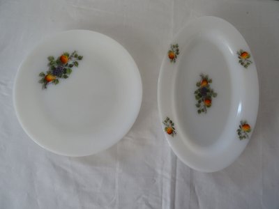  2 PLATS OVALE  ET ROND 483112  FRUITS  DE FRANCEARCOPAL