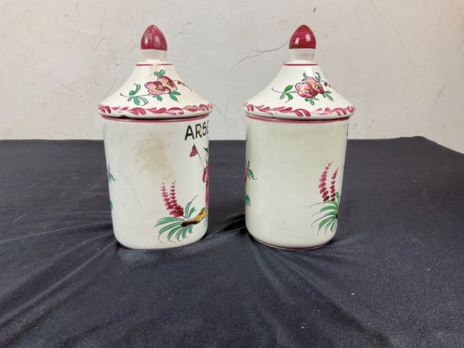 2 Pots à Pharmacie apothicaire Décor aux Chinois Faïence de Strasbourg