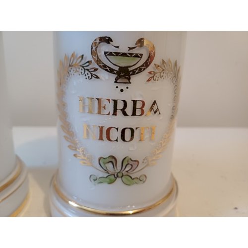 2 Pots a Pharmacie en Opaline Blanche