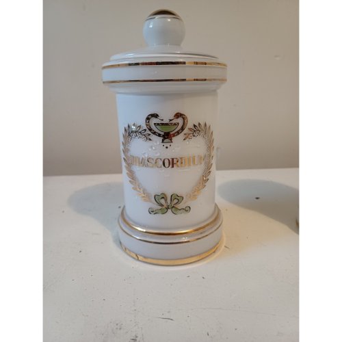 2 Pots a Pharmacie en Opaline Blanche