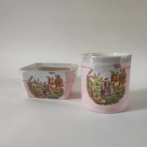 2 English porcelain pots, Lancaster Sandland, Hanley England