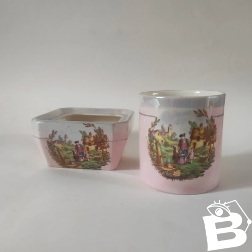 2 pots en porcelaine Anglaise, Lancaster Sandland, Hanley England