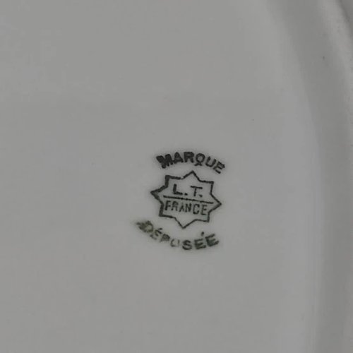 2 raviers anciens Art-Déco en porcelaine, filet argent platine