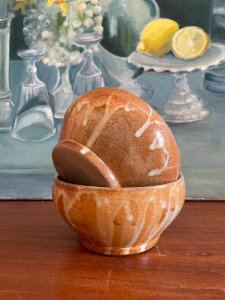 2 vintage stoneware bowls