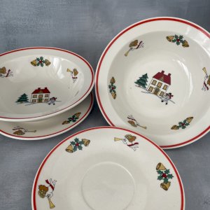 2 soucoupe + 2 bol The joy of Christmas Jamestown china 1987 déco Noel ??