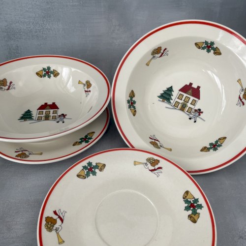 2 soucoupe + 2 bol The joy of Christmas Jamestown china 1987 déco Noel ??
