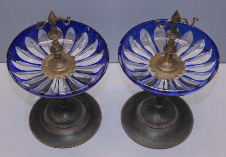 -2 SUPERBES BAGUIERS VIDES POCHES NIII XIXe CRISTAL BACCARAT ST LOUIS BOHEME   D
