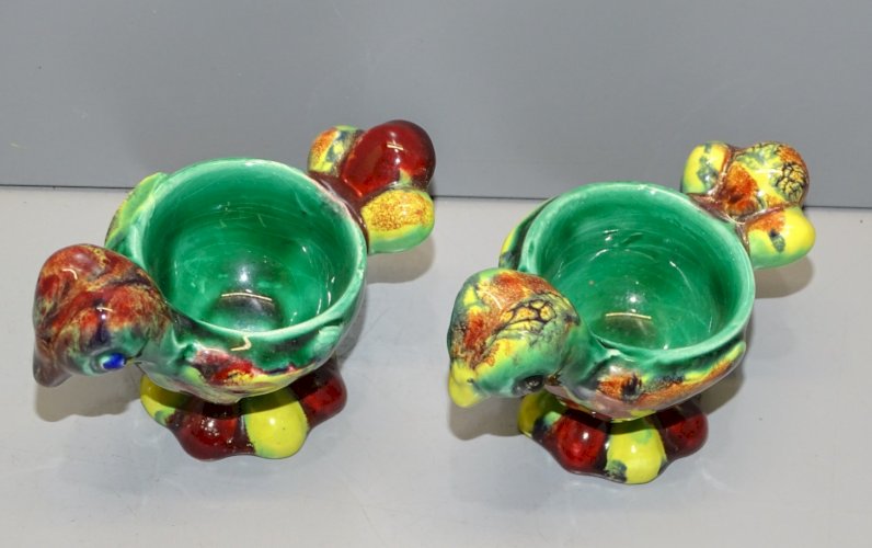 -2 SUPERBES COQUETIERS BARBOTINE FORME POUSSINS MULTICOLORES COLLECTION    D