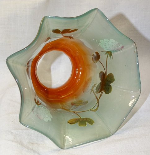 -2 SUPERBES TULIPES de LAMPE A PETROLE/LAMPE A POSER VERRE DECOR FLEURS EMAIL  D