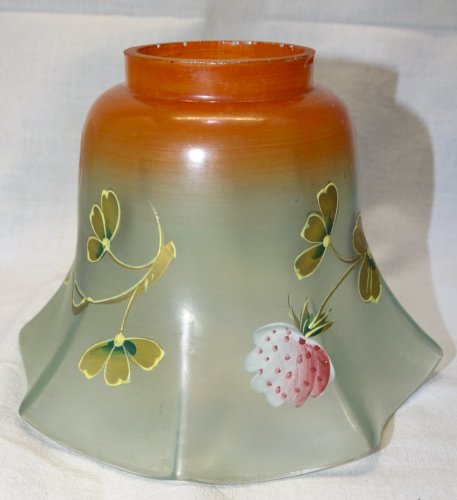 -2 SUPERBES TULIPES de LAMPE A PETROLE/LAMPE A POSER VERRE DECOR FLEURS EMAIL  D