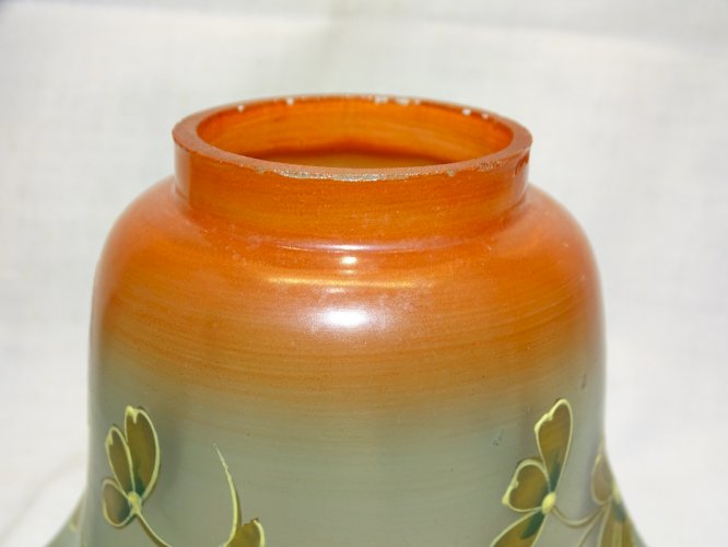 -2 SUPERBES TULIPES de LAMPE A PETROLE/LAMPE A POSER VERRE DECOR FLEURS EMAIL  D