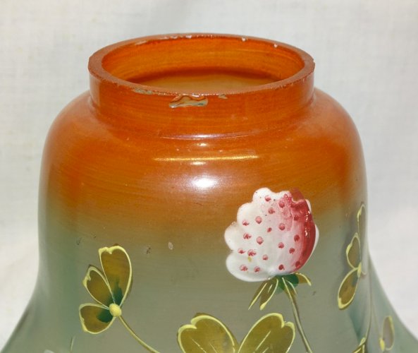 -2 SUPERBES TULIPES de LAMPE A PETROLE/LAMPE A POSER VERRE DECOR FLEURS EMAIL  D