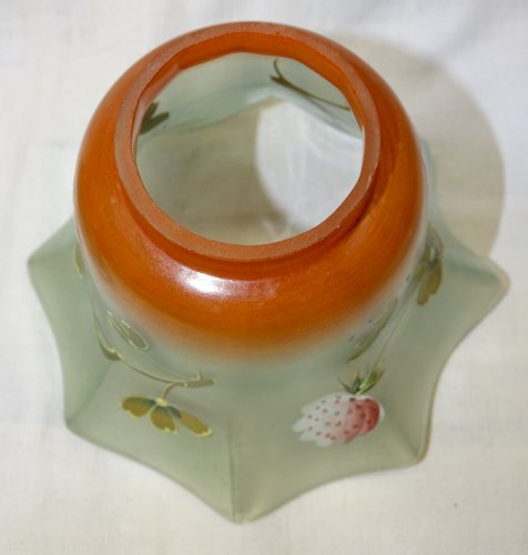 -2 SUPERBES TULIPES de LAMPE A PETROLE/LAMPE A POSER VERRE DECOR FLEURS EMAIL  D
