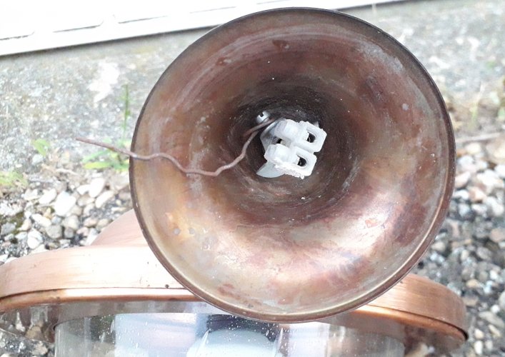 2 suspensions en métal cuivré et verre