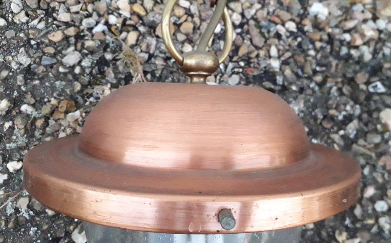 2 suspensions en métal cuivré et verre