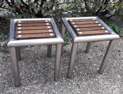 2 tables d'appoint bout de canapé style indus