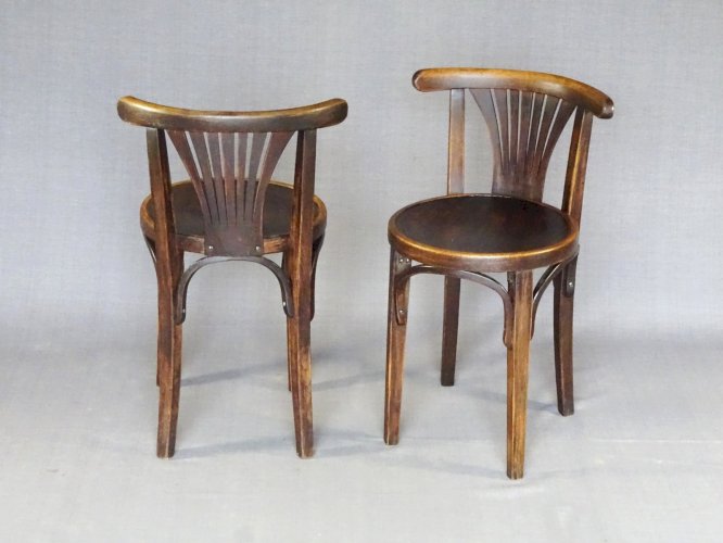 2 Tabourets / chaises bistrot Thonet à palmette Ca 1925 (hors catalogue)