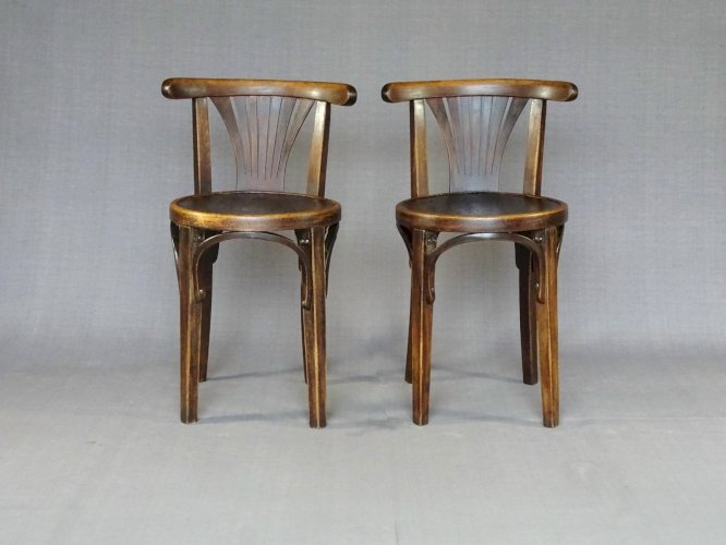 2 Tabourets / chaises bistrot Thonet à palmette Ca 1925 (hors catalogue)
