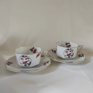 2 tasse Art Déco en porcelaine fine, Lenternier Limoges, 1925-1935