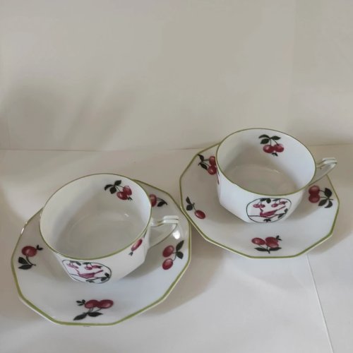2 tasse Art Déco en porcelaine fine, Lenternier Limoges, 1925-1935