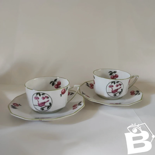 2 tasse Art Déco en porcelaine fine, Lenternier Limoges, 1925-1935