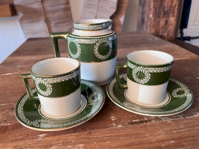 2 tasses à café et pot à lait Lunéville modèle Joséphine