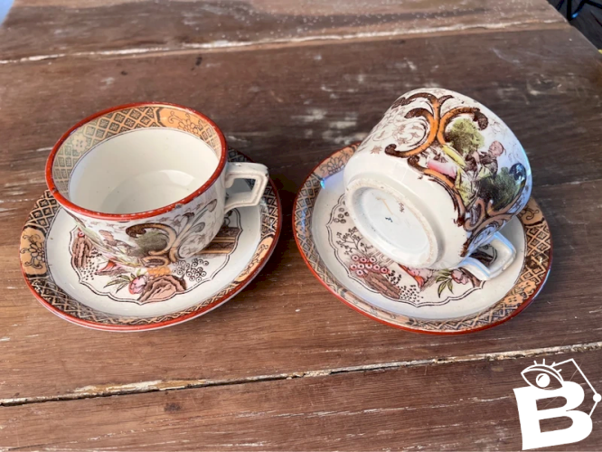 2 tasses à thé Digoin Sarreguemines décor 1606