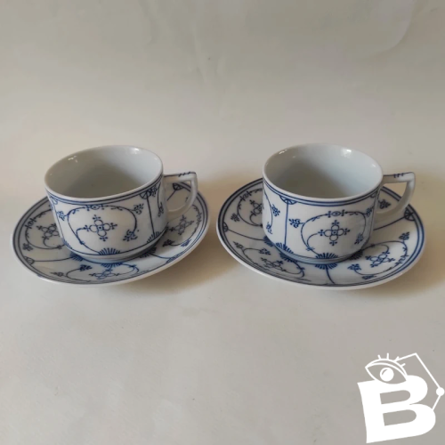 2 tasses à thé en porcelaine Allemande, CT Altwasser Silesia, décor Copenhague