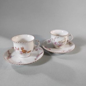 2 antique moka cups, porcelain