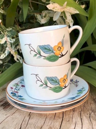 2 Tasses et soucoupes vintage Woodhill neuves