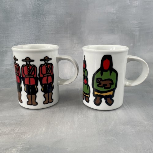2 tasses mug MARC TETRO Canada Danesco motif Police montée canadienne et indiens