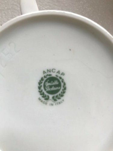 2 tasses+ pot à lait ANCAP porcelaine Italie Italy décor volatile année 70 pop
