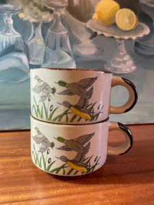 2 tasses XL en grès vintage canards
