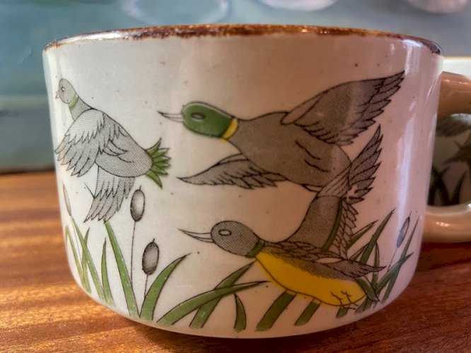2 tasses XL en grès vintage canards